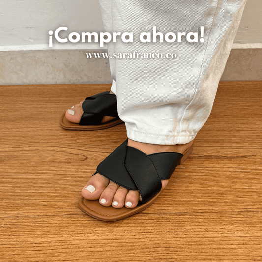 SANDALIA PLANA VENUS - NEGRA
