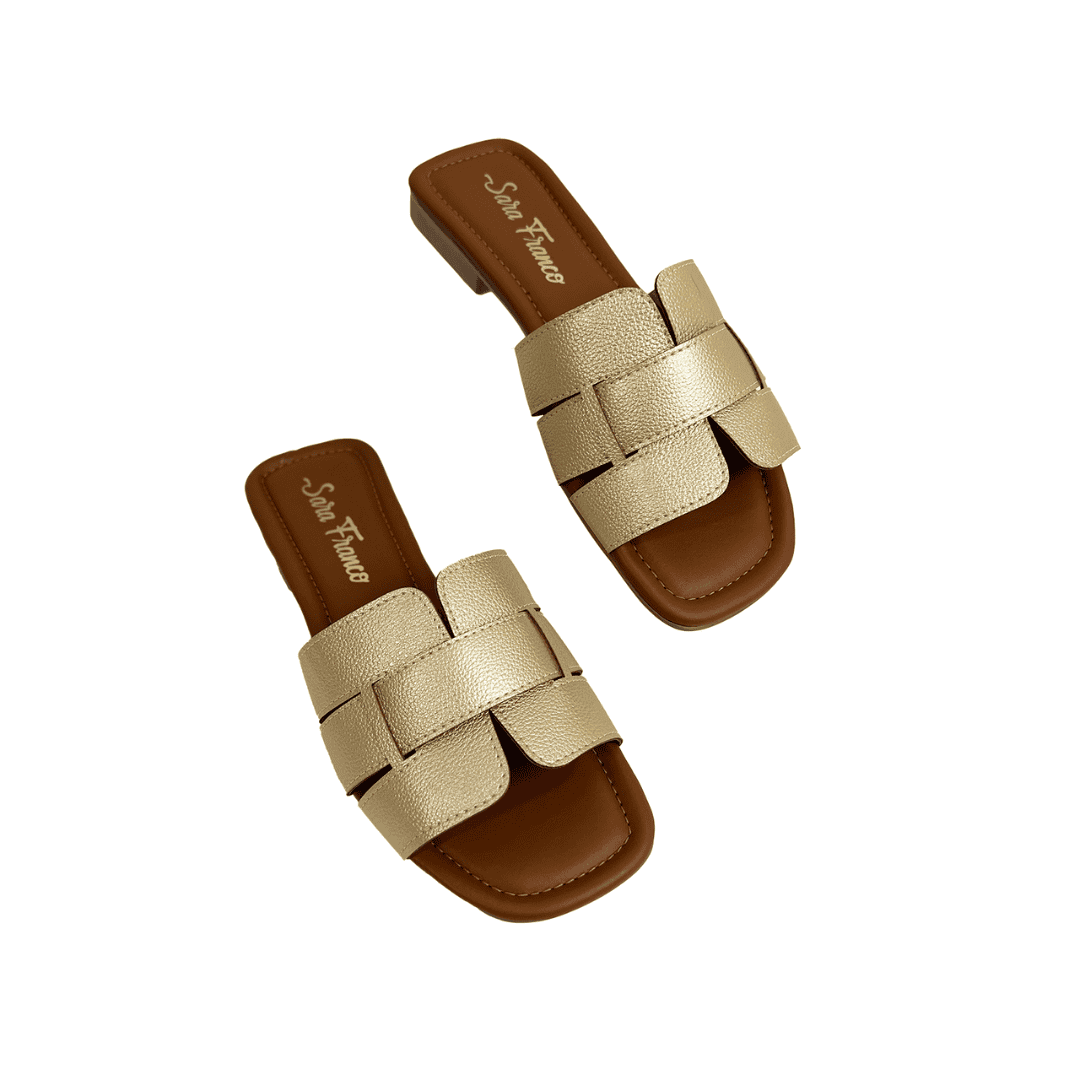 SANDALIA PLANA DULCE CHAMPAÑA – Sandalias para mujer de moda